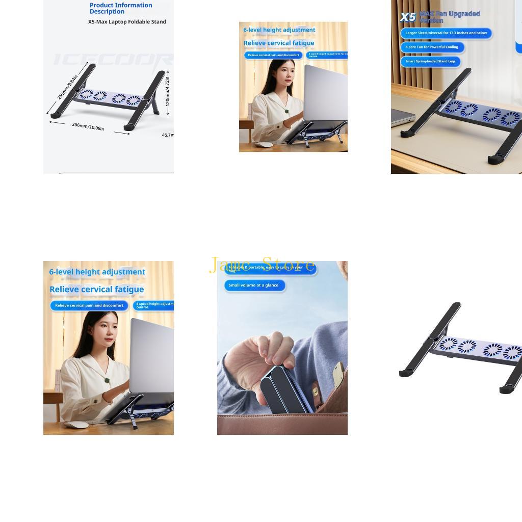 Laptop Cooling Pad - LX0B 조용한 알루미늄 노트북 쿨러 접이식