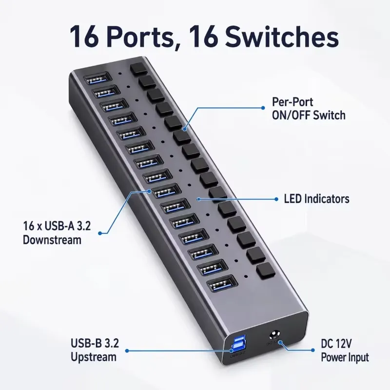 16포트 전원 공급 USB 3.2 Gen2 허브용 AP - Usb Hub 리뷰 및 가격